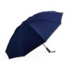 Guarda-chuva de Poliéster com 10 Varetas 5099 | Possui pegador plástico com botão acionamento e alça de nylon para transporte. Acompanha capa de proteção.