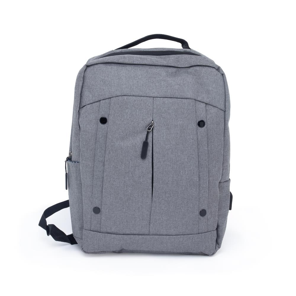 Mochila de Nylon para Notebook 1353 | Com divisórias internas para acessórios, a mochila possui bolso lateral, suporte externo USB e alça para engate em malas de viagem.