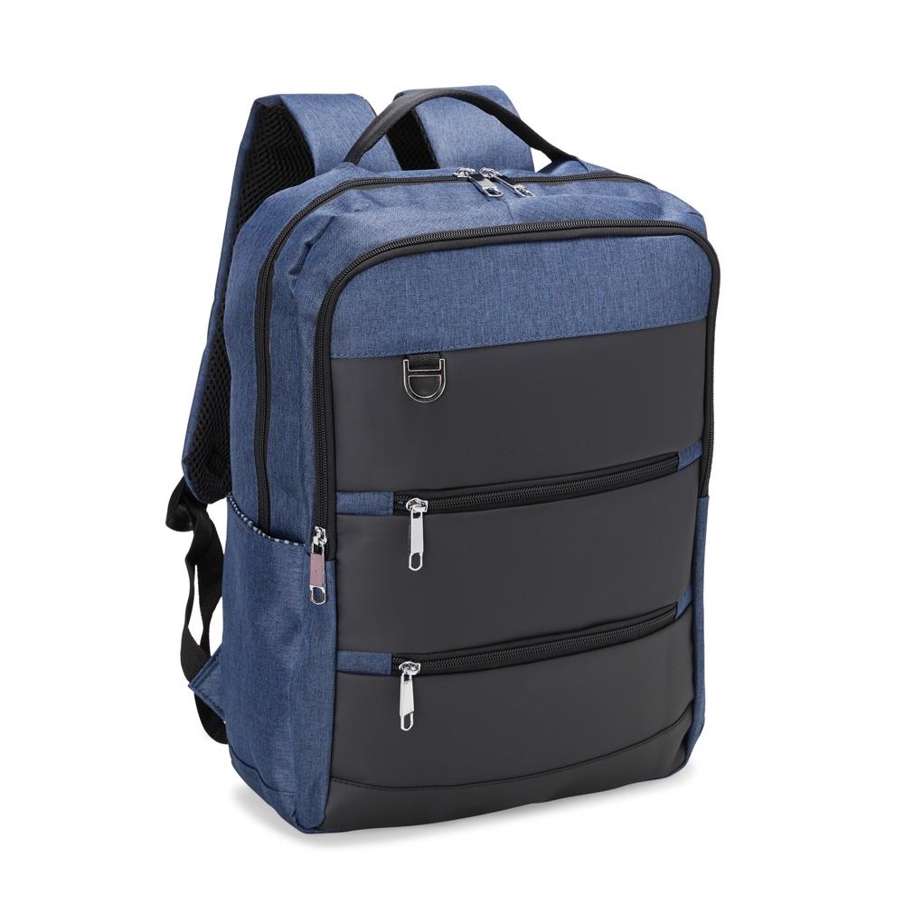 Mochila para Notebook 26L 1351 | Com divisórias internas para acessórios, a mochila possui bolso lateral, suporte externo USB e alça para engate em malas de viagem.